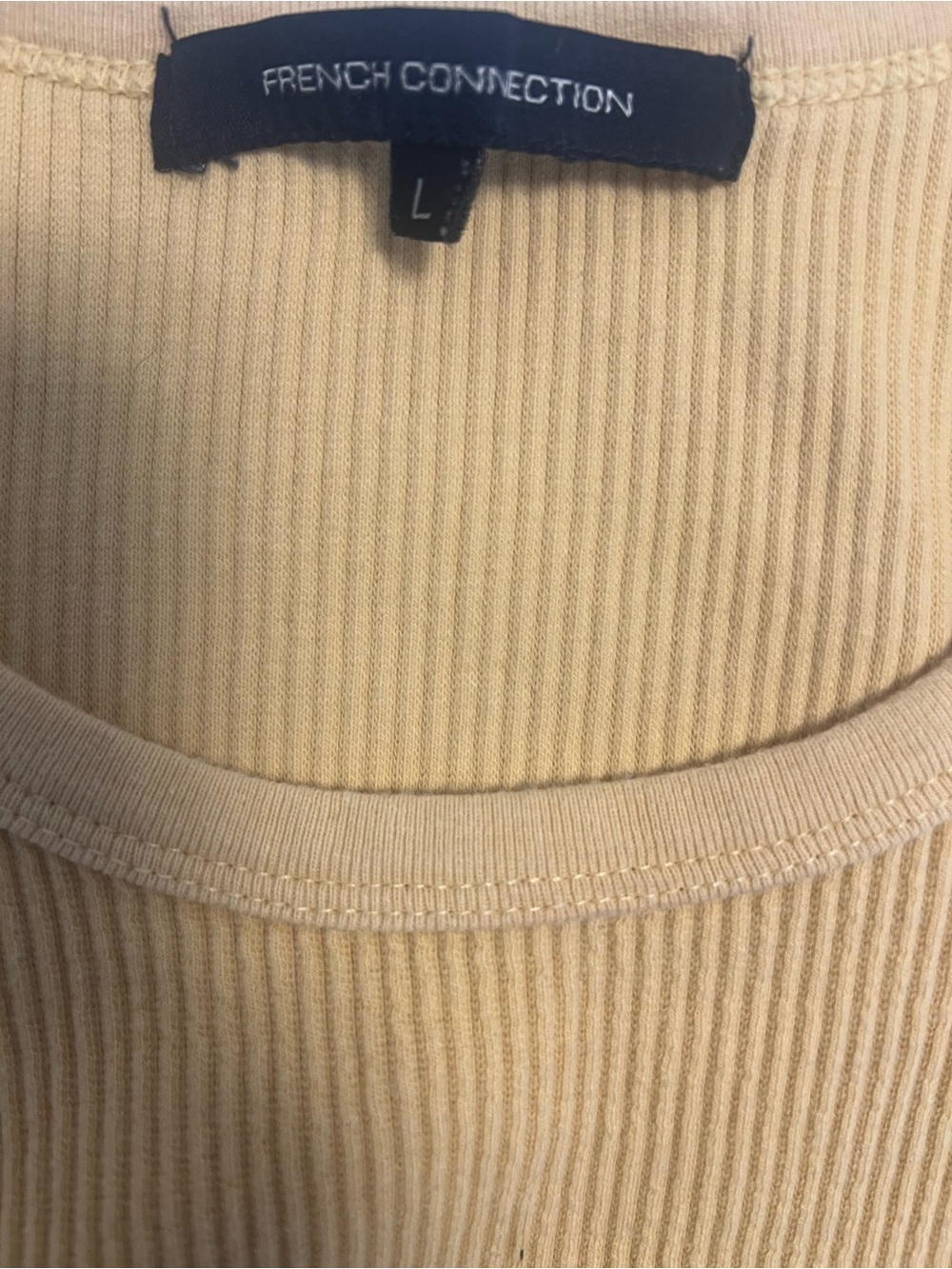 French Connection Pale Cream Ribbed Tank Top - Picture 3 of 7